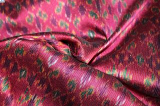 2 Yards 100 Thai Purple Pink Green Ikat Stripe Silk Fabric 70 " X 40 " Chiangmai