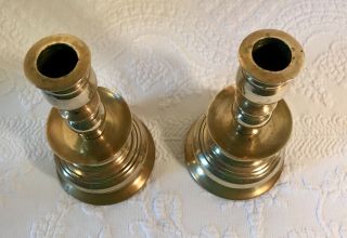 Antique Pair Flemish Brass Candle Holders 5