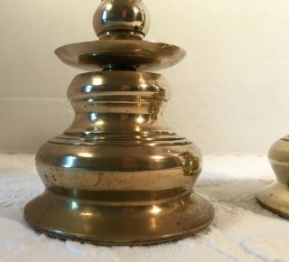 Antique Pair Flemish Brass Candle Holders 6