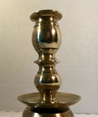 Antique Pair Flemish Brass Candle Holders 7