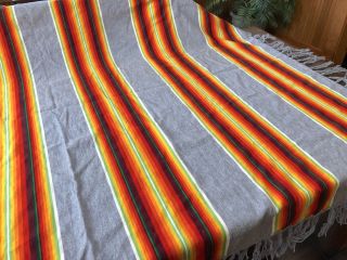 Pendleton Beaver State Gray W/ Stripes & Fringe,  Blanket Shawl Wrap (rf835)