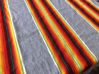 PENDLETON Beaver State GRAY w/ Stripes & Fringe,  Blanket Shawl Wrap (RF835) 2