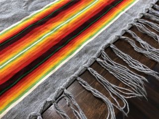 PENDLETON Beaver State GRAY w/ Stripes & Fringe,  Blanket Shawl Wrap (RF835) 3