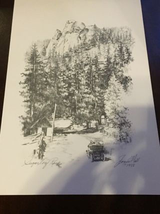 Vintage Sugarloaf Rock Placerville - Tahoe Highway El Dorado County Drawing