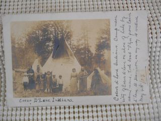 1907 RPPC Coeur d ' Alene Idaho INDIANS Teepee Camp Post Card 5