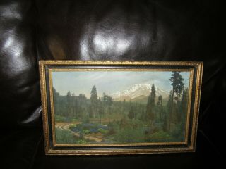 Early 20th Century Hand Tinted Framed Photo,  Mt.  Shasta California,  Bear Photo Co