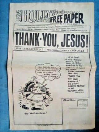 Hollywood Paper Jesus People Hippies Christian 1970s Gay " Liberation "