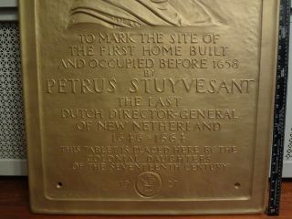 UNIQUE Reinert 1927 York City NYC Peter Stuyvesant Bronze bas relief plaque 3