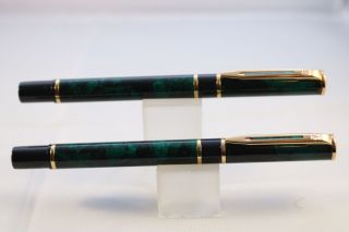 Waterman Laureat Mkii Medium Fountain Pen & Rollerball,  Japanese Green With Gt
