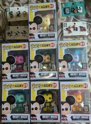 All 7 Funko Pop Disney Nyc The True Mickey Mouse,  4 Exhibition Pin Set