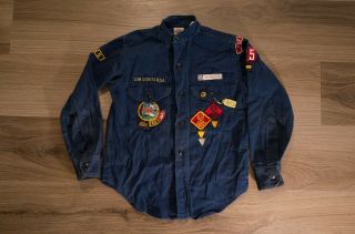 Vintage1940’s Cub Scout Bsa L/s Blue Shirt Patches Portland Recruiter