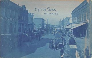 Wilson North Carolina Cotton Blue Cyanotype Real Photo Postcard Jg236788