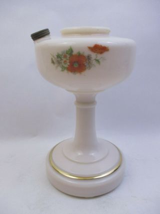 Aladdin 1948 Model B Alacite " Simplicity " W/decal Floral Glass Oil Lamp (76c4)