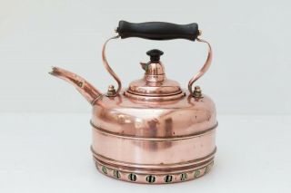 Vintage Simplex Solid Copper Whistling Kettle Stove Top Coil Bottom