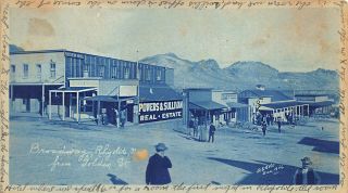 Rhyolite Nv 1906 Broadway Storefronts Dirt Streets Signed Real Photo Postcard