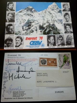 Himalaya Mt.  Everest Expedition 7x Signed Pc 1978.  Messner Habeler Ascent.  Nepal