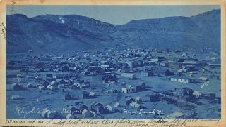 Rhyolite Nv 1906 Aerial View Mountains Real Photo Postcard