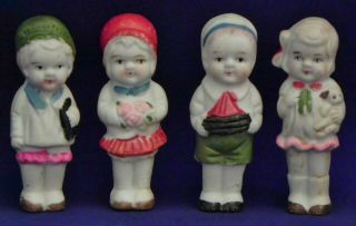 Vintage Miniature Ceramic Dolls Set Of 4 Made In Occupied Japan Approx 2.  5 X 1 "