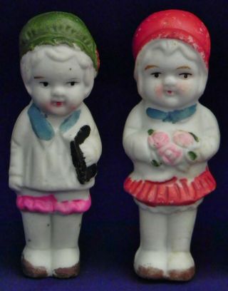 Vintage Miniature Ceramic Dolls Set of 4 Made in Occupied Japan Approx 2.  5 x 1 