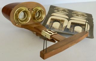 1895 H.  C.  White " The Stereo - Graphoscope " Maple And Brass Stereoscope