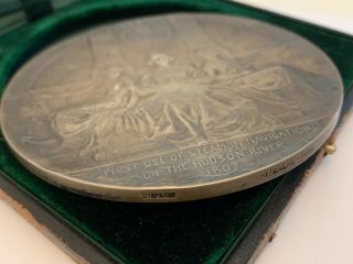 1909 Hudson - Fulton Celebration Large 4 Inches (100mm) Sterling Medal In A Case 4