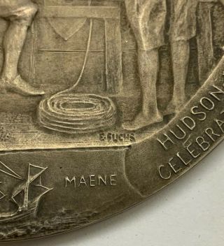 1909 Hudson - Fulton Celebration Large 4 Inches (100mm) Sterling Medal In A Case 8