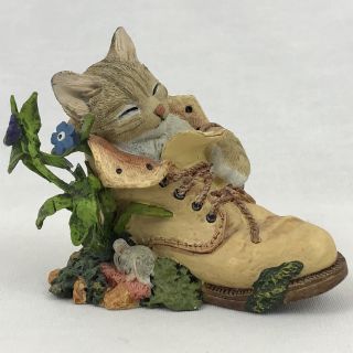 Lenox Sweet Dreamers Figurine 2004 Kitten Cat Mouse Sleeping In Shoe