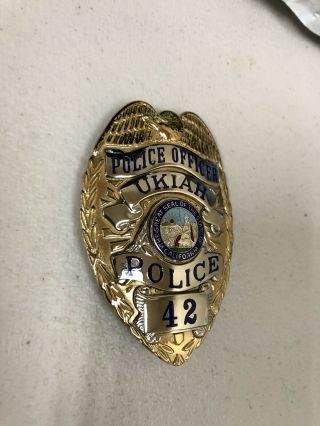 Obsolete Ukiah California Police Officer Badge Entenmann Rovin