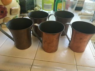 Set Of 5 Vintage Revere Solid Copper Moscow Mule Mugs Cups