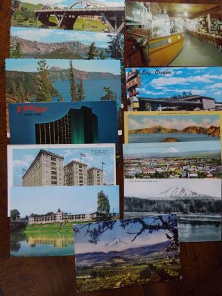 12 Vintage Postcards Of Oregon / Portland / Coos Bay / Crater Lake