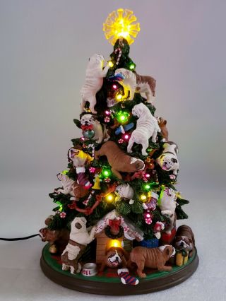 Danbury Bulldog Christmas Tree Lights Up Magnetic Bone Star Box No Papers