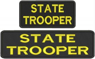 State Trooper Embroidery Patches 3x10 And 3x6 Hook Yellow