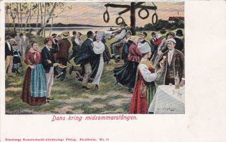 Sweden,  1890s - 1900 ; Dans Kring Midsommarstangen