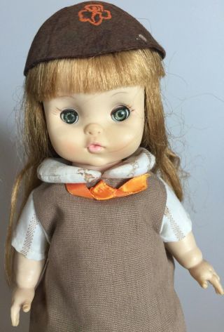 Effanbee Brownie Girl Scout Doll In Uniform 1966 Sleepy Eyes