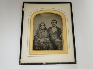 1/4 Plate Ambrotype Of Couple By Sanderson Of London - Advert On The Back