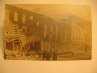1912 Bellows Falls,  Vermont Photo Postcard After Fire