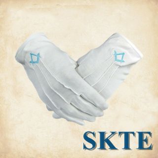Masonic White Gloves Blue Embroidered Logo Masonic Gloves Freemason Gloves