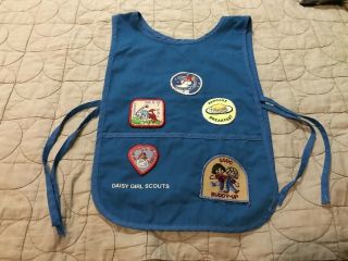 Daisy Girl Scouts Tunic Smock Size S/m 6 - 7 Uniform Apron W/ Patches Sewn On