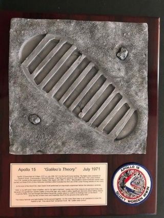 Apollo 15 Lunar Landing 3d Boot Casting Tribute Plaque.  " Galileo 