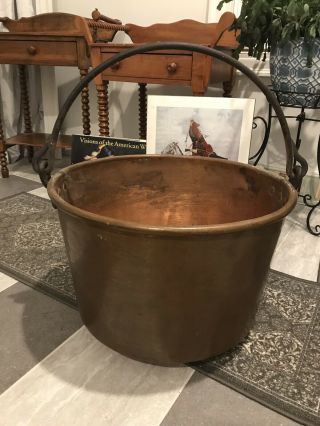 Antique Copper Cauldron Pot Kettle Blacksmith Hand Forged Large 23lb