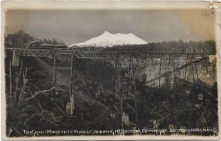 The Great Makatote Viaduct Showing Mt Ruapehu Real Photo Postcard