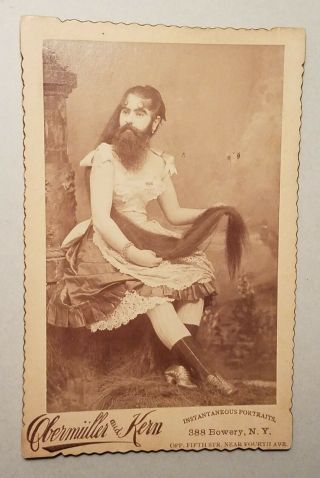 Cabinet Card Of Bearded Lady Annie Jones 3 - Signed And Dated On The Back