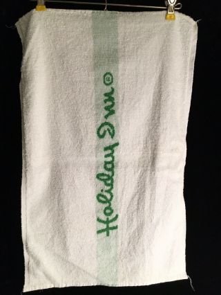 (4) Vtg 60s Holiday Inn Hotel Motel Cotton Hand Bath Towel Green Stripe