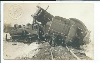 Spring Valley Mn Minnesota Rppc Postcard Train Wreck Engine 236 Washburn Photo