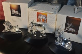 Swarovski Crystal " Inspiration Africa " Elephant - Kudu - Lion 1993 - 1995