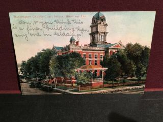 Brenham Texas Tx 1907 Courthouse Postcard Washington County Court House Rpo - - Re
