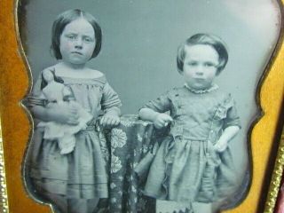 Little Girls With One Holding A Doll Daguerreotype Photograph