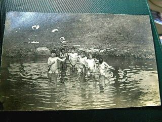 Real Photo Postcard - Young Boys Swimming