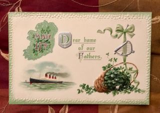 St Patrick Ireland Postcard Wwi Lusitania 1915 Cunard Maritime Disaster Nautical