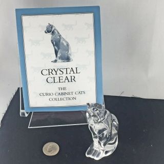 Vintage Crystal Clear Franklin Curio Cabinet Cat From Estate